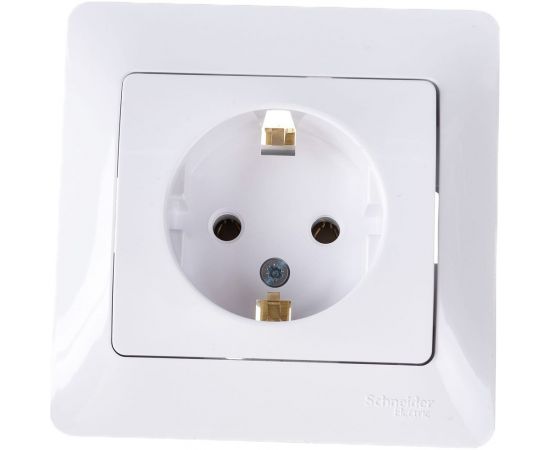 Одноместная розетка Schneider Electric СП Glossa 16А с заземлением, в сборе, белая GSL000142 