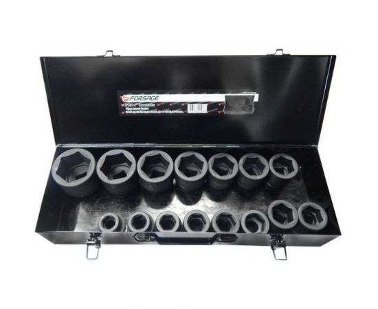 Набор головок ударных в металлическом кейсе 15 предметов Forsage F-8151MPB 