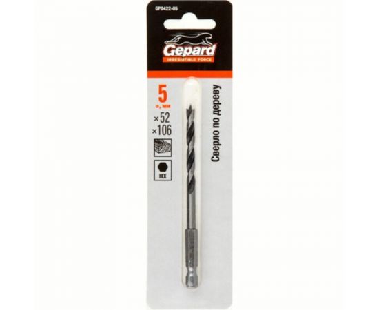 Сверло по дереву 5x52x106 мм Gepard GP0422-05 