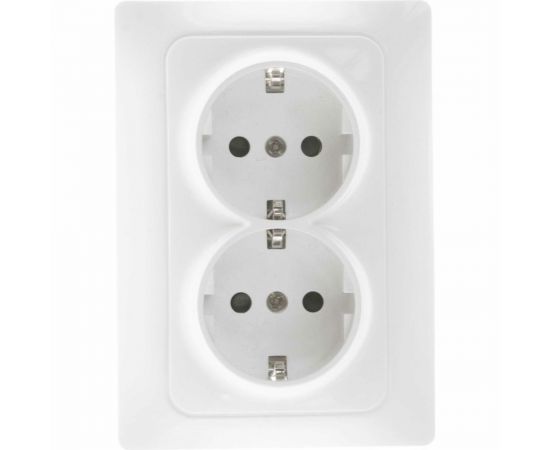 Механизм 2-ой розетки GUSI Electric GUSI Bravo с заземлением с защитными шторками, скрытая установка, 16А, 250В. Цвет белый C10Р6-001 