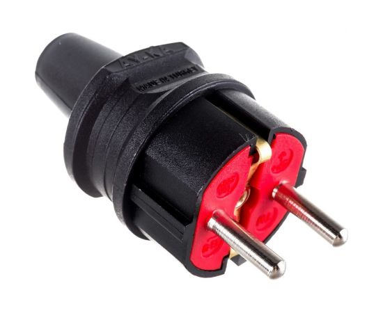 Прямая вилка AY-KA 16А 250В с заземлением, черный 7911500 