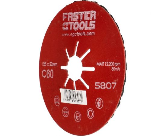 Диск шлифовальный гофрированный 125 мм, P60 FASTER TOOLS 5807 