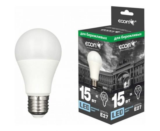 Светодиодная лампа ECON LED A 15Вт E27 6500K ES 7115022 