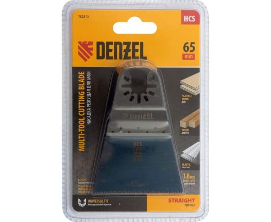 Насадка режущая прямая HCS по дереву, ламинату 65х1.8 мм, крупный зуб для МФИ Denzel 782313 
