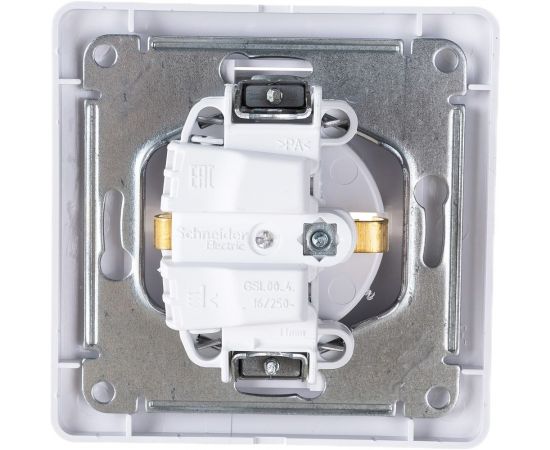 Одноместная розетка Schneider Electric СП Glossa 16А с заземлением, в сборе, белая GSL000142 – изображение 2