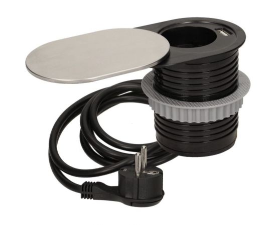 Выдвижной встраиваемый розеточный блок GTV на 1 EURO розетки и 1 USB AE-BPW1S1UCH-51 – изображение 2