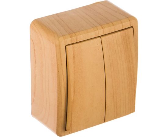 Двойной выключатель ЭРА 11-1204-11 10АХ-250В, IP20, ОУ, Эксперт, сосна Б0020665 – изображение 2