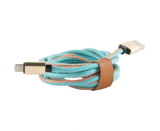 Дата-кабель Red Line USB – 8 – pin для Apple 2 метра оплетка ""экокожа"", синий УТ000014166 – изображение 2