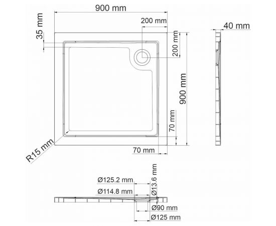 Душевой поддон WasserKraft Salm квадрат 27T03 – изображение 2