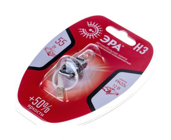 Автолампа H3 12V 55W PK22s BL ЭРА Б0037571 – изображение 3