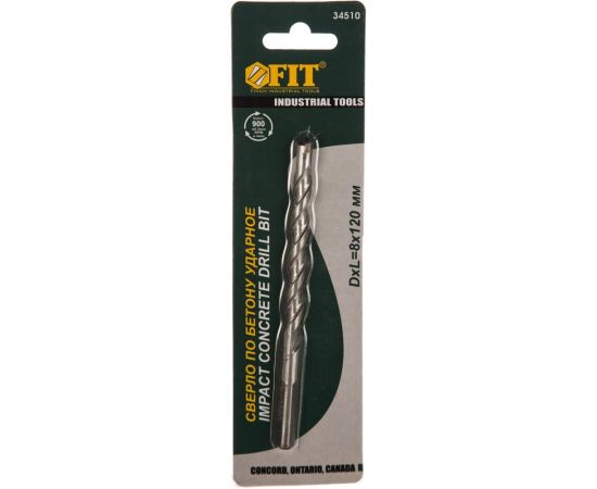 Сверло победитовое, хром-молибденовая сталь, трехгранный хвостовик (8х120 мм) FIT IT 34510 – изображение 3