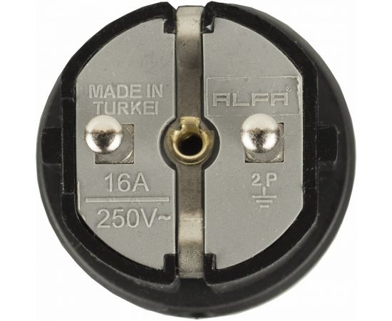 Влагозащищенная электрическая вилка Alfa с кольцом, с заземлением, каучуковая, IP44 20200011 – изображение 4