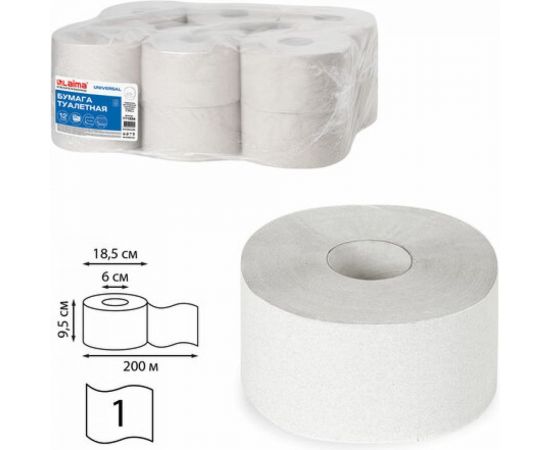 Туалетная бумага ЛАЙМА Система T2, 1-слойная, 12 рулонов по 200 метров, цвет натуральный 111334 – изображение 5