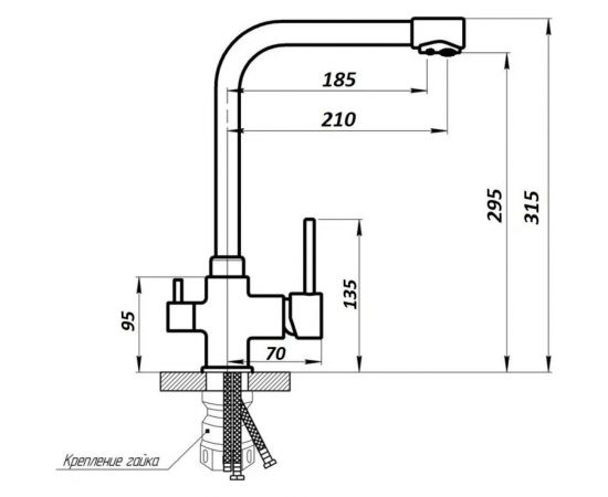 Смеситель для кухни WISENT с подводкой питьевой воды, серый W4355-3-19 – изображение 5
