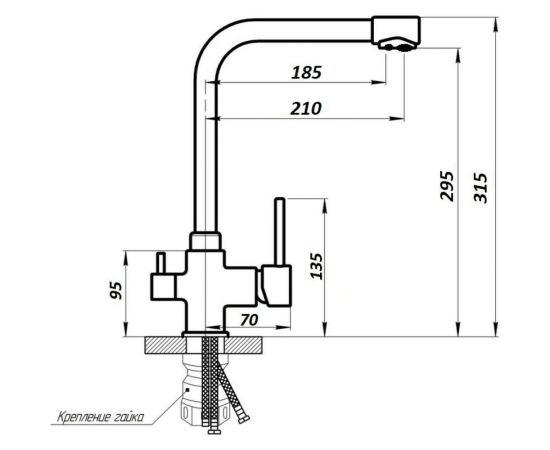 Смеситель для кухни WISENT с подводкой питьевой воды (черный) W4355-3-22 – изображение 5