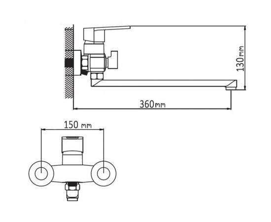 Смеситель для ванной и душа WISENT с длинным изливом WP2230-6 – изображение 5