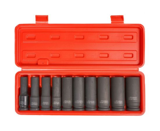 Набор головок ударных 10 шт, 10-24 мм, 78 мм, 1/2"", пластиковый кейс Airline ATAS048 