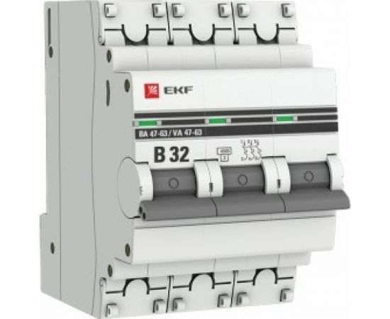 Автоматический выключатель EKF 3P 32А В 4,5kA ВА 47-63 PROxima SQmcb4763-3-32B-pro 