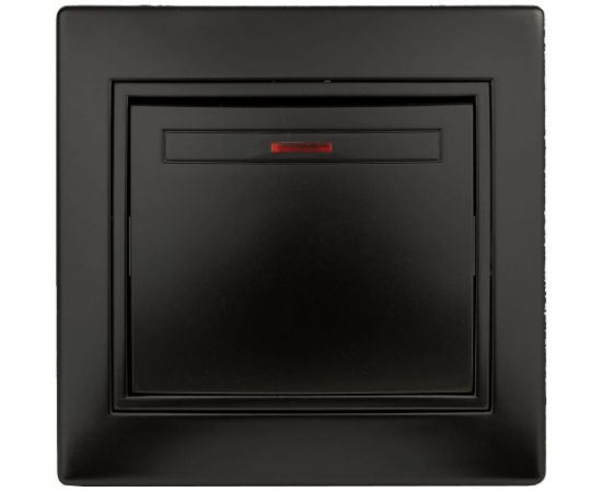 Выключатель Intro Plano 1-102-05 одноклавишный с подсветкой, 10А-250В, IP20, СУ, антрацит, Б0053734 