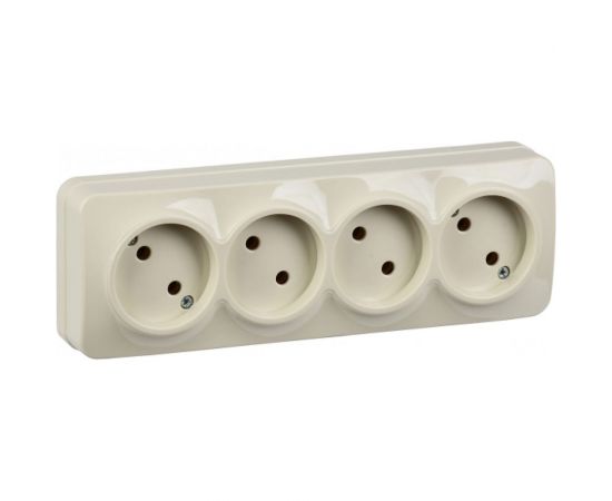 4-ая розетка IEK РС24-2-ХК без з/к о/у 10А GLORY кремовый ERH40-K33-10 