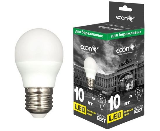 Светодиодная лампа ECON LED P 10Вт E27 3000K P45 ES 731002 