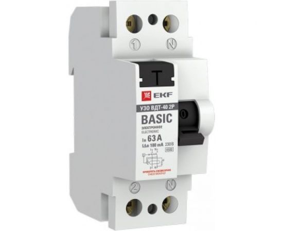 Устройство защитного отключения EKF УЗО ВДТ-40 2P 63А/100мА электронное Basic SQelcb-2-63-100e-sim 