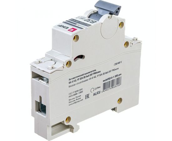 Автоматический выключатель EKF PROxima ВА 47-63, 1P, 32А, B, 6кА, SQ mcb4763-6-1-32B-pro – изображение 2