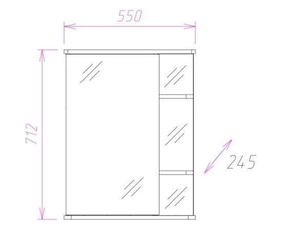 Зеркальный шкаф Onika КАРИНА правый 55.01 205513 – изображение 2