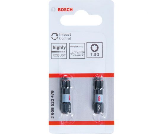 Биты Impact Control T40, 25 мм, 2 шт Bosch 2608522478 – изображение 2