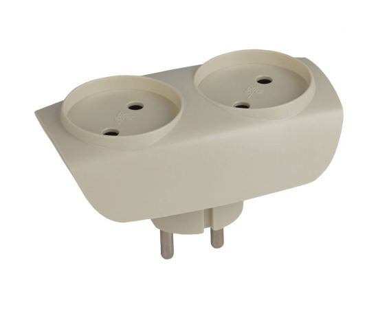 Тройник без заземления, 2 гнезда, слоновая кость ЭРА SP-2-I Б0017017 – изображение 2