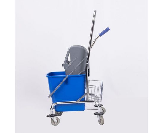 Одноведерная металлическая тележка Baiyun с отжимом, 23 л, с корзинкой под химию AF08082 – изображение 2