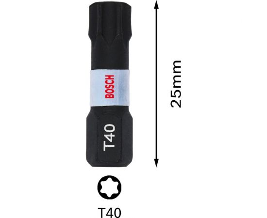 Биты Impact Control T40, 25 мм, 2 шт Bosch 2608522478 – изображение 3