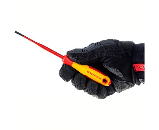 Отвертка KNIPEX SL4.0x0.8 шлицевая тонкая VDE, L лезвия 100 мм, 1000V, 2-комп. рук-ка KN-982040SL – изображение 4