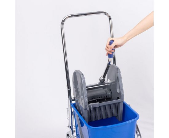 Одноведерная металлическая тележка Baiyun с отжимом, 23 л, с корзинкой под химию AF08082 – изображение 4