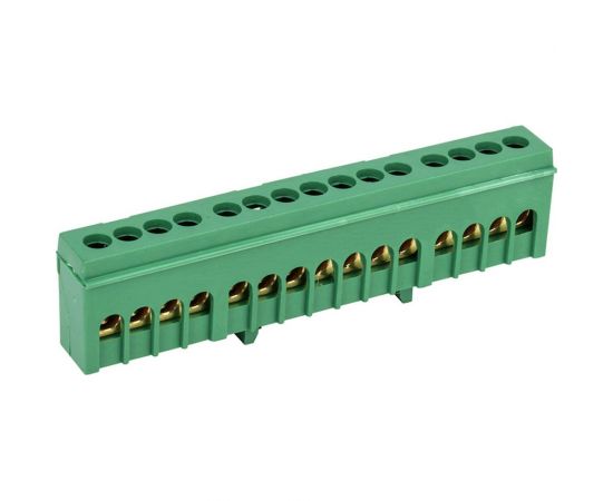 Шина PE земля в корпусном зеленом изоляторе на DIN-рейку REXANT 6x9 мм 15 групп 11-2323 