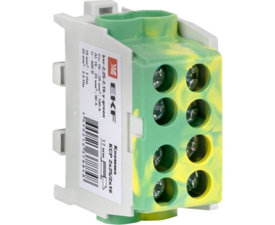 Распределительная клемма EKF КСР с двойным винтом 2x25/2x16 желто-зеленая PROxima ksr-2.25-2.16-y-green 