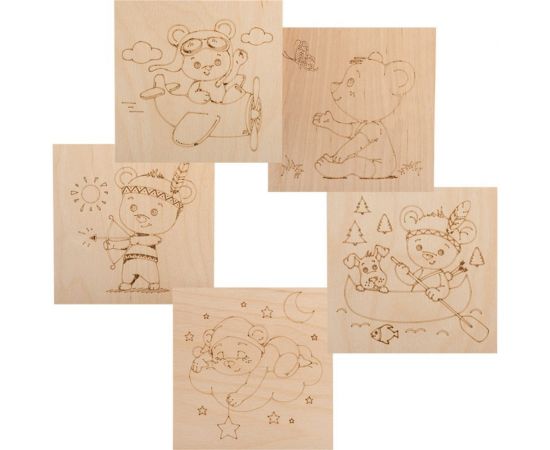Доски для выжигания REXANT Мишка, 5шт. 12-0931 