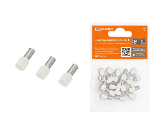 Наконечник-гильза TDM Е10-12 10мм2 с изолированным фланцем 20шт SQ0568-0037 