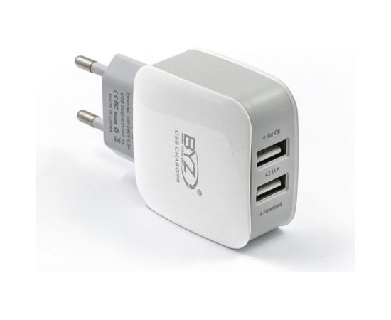 Сетевое зарядное устройство BYZ 2хUSB-А, 2.1А, с разделением на ОС Android и iOS белый, 23750-ZL-720EUW 