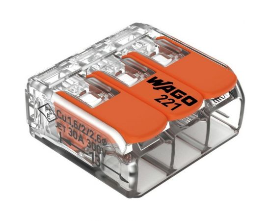 Универсальная клемма WAGO 3-х проводная 221-613 20 шт УТ-0318416 