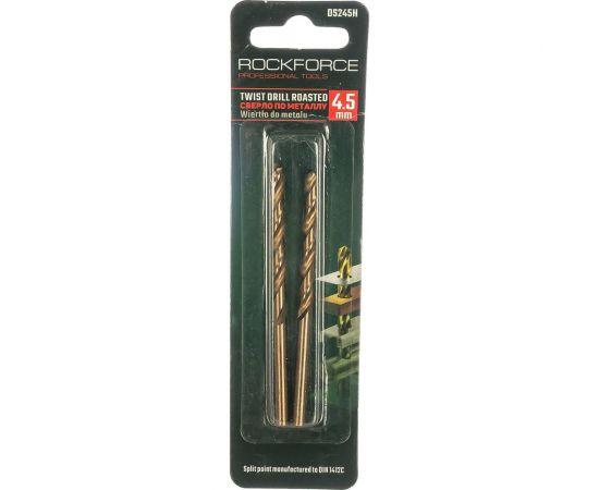 Сверло по металлу (2 шт; 4.5 мм; HSS-Co; в блистере) ROCKFORCE RF-DS245H 