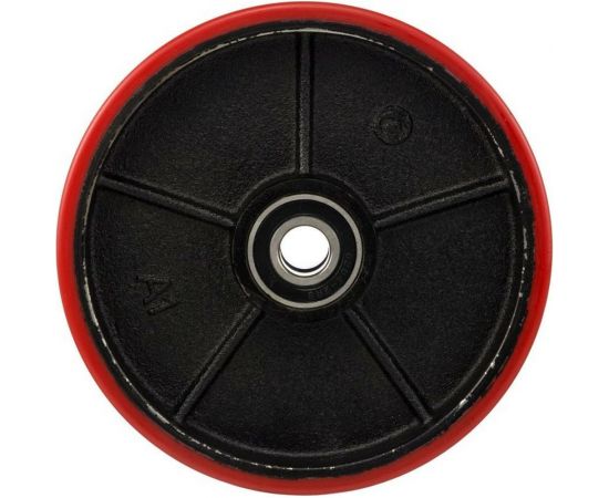 Колесо под гидроузел (200 мм; 400 кг; полиуретан/чугун; под ось 20 мм) Стелла-Техник 200P – изображение 2