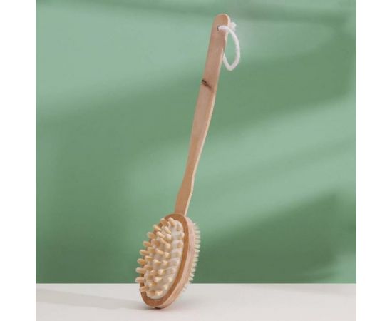 Щетка банная на ручке Доляна натуральная щетина, массажер 586036 – изображение 2