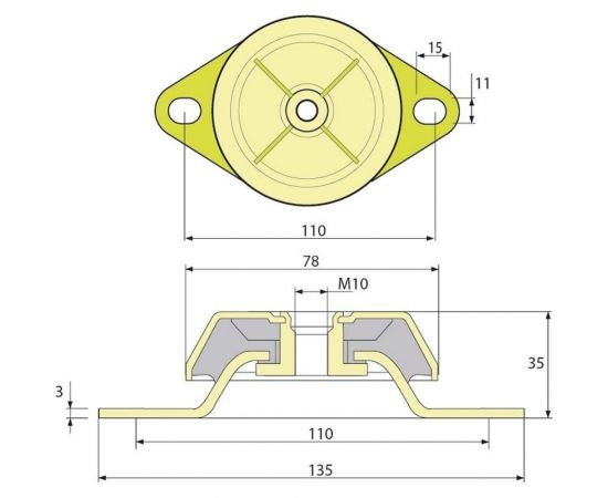 Виброопора PDH78/35/110 M10 NR60 ТСС 005597 – изображение 2
