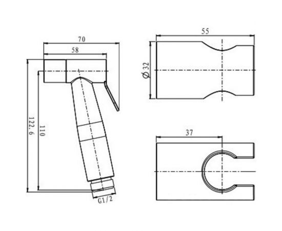 Гигиенический душ BELBAGNO со шлангом и держателем, нержавеющая сталь BB-IFS1-IN – изображение 2