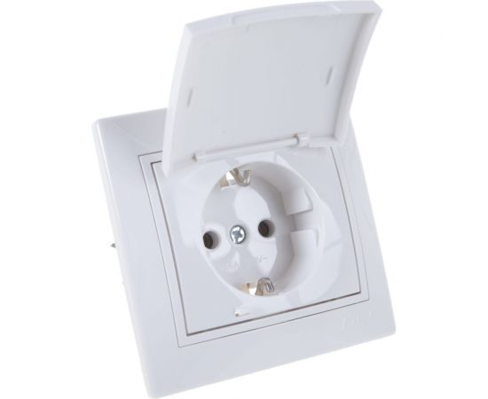 Розетка LEZARD MIRA с/ з с крышкой керамика белый с белой вставкой 701-0202-123 – изображение 2