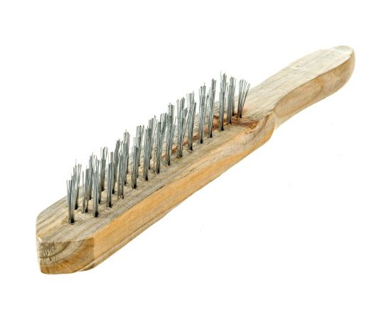 Щетка СОЮЗ 3-х рядная оцинкованная стальная щетина, деревянная рукоятка 9011-01-W03 – изображение 2