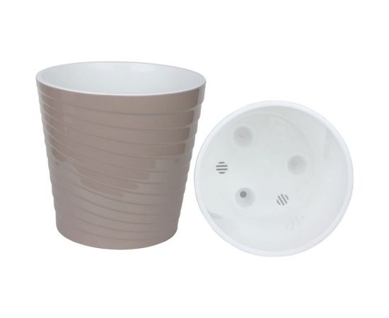 Пластиковый горшок liveingreen Эйс фраппе/белый, 3.8 л, диам. 19 см, высота 17.5 см, с вкладкой ЭС19-90 – изображение 2