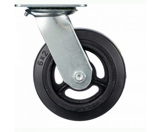 Колесо поворотное (150 мм; игольчатый подшипник; грузоподъемность 220 кг; чугун; резина) СТЕЛЛА-ТЕХНИК N29150 – изображение 3