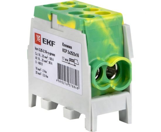 Распределительная клемма EKF КСР с двойным винтом 2x25/2x16 желто-зеленая PROxima ksr-2.25-2.16-y-green – изображение 3